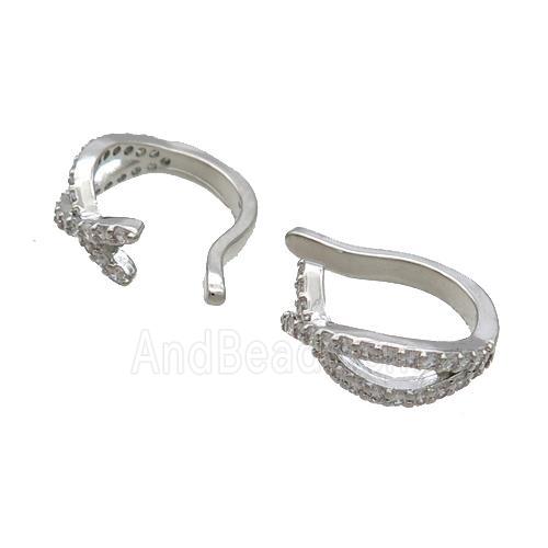 Copper Clip Earring Pave Zircon Platinum Plated