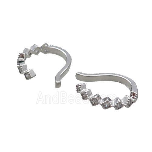 Copper Clip Earring Pave Zircon Platinum Plated