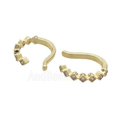 Copper Clip Earring Pave Zircon Gold Plated