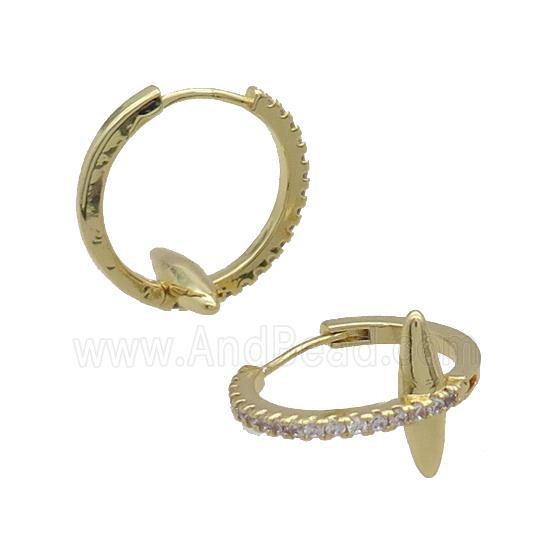 Copper Hoop Earring Pave Zircon Gold Plated