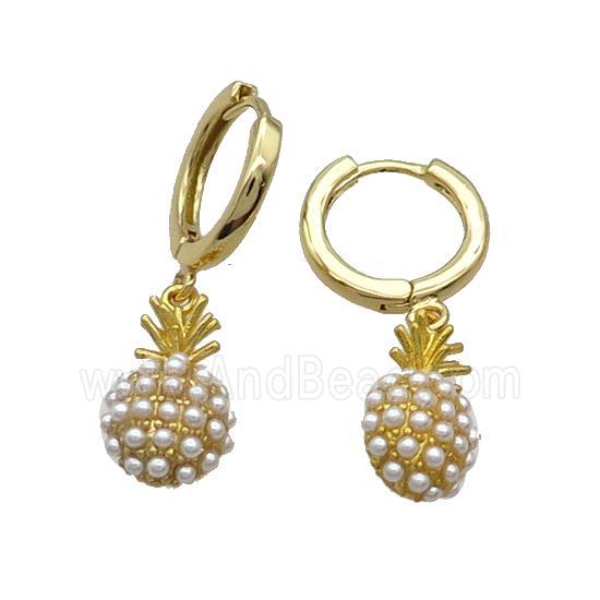 Copper Hoop Earring With Pineapple Gold Plated