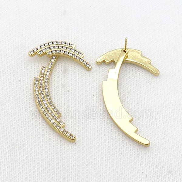 Copper Stud Earring Pave Zircon Gold Plated