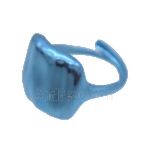 Copper Ring With Blue Lacquered Adjustable
