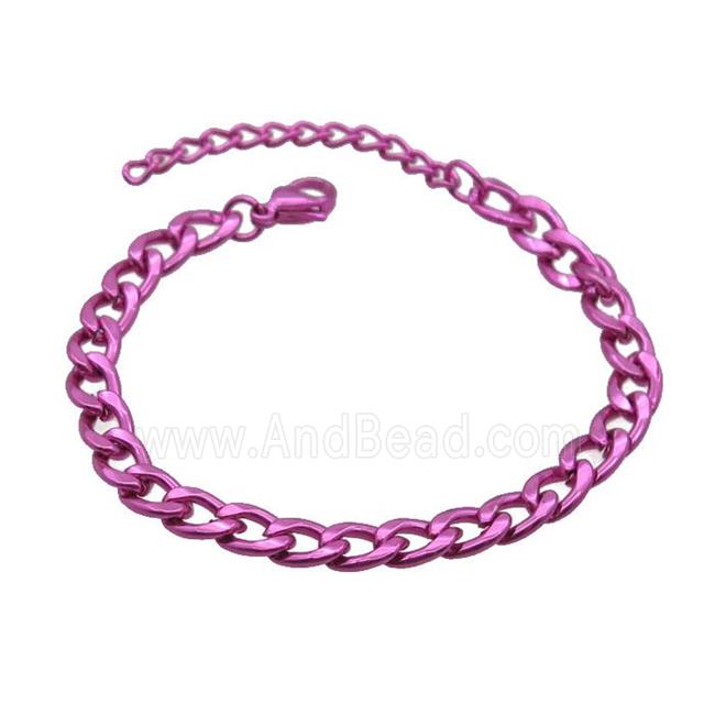 Copper Chain Bracelet HotPink Lacquered