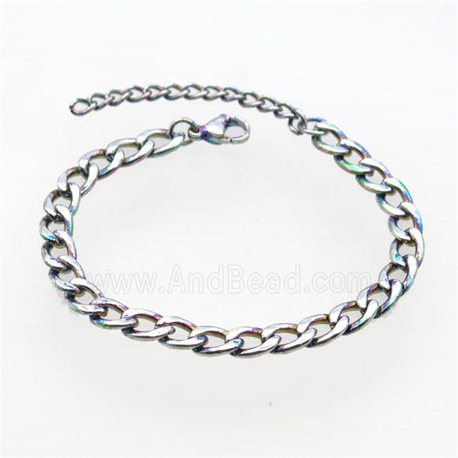 Copper Chain Bracelet Rainbow Lacquered Platinum Plated