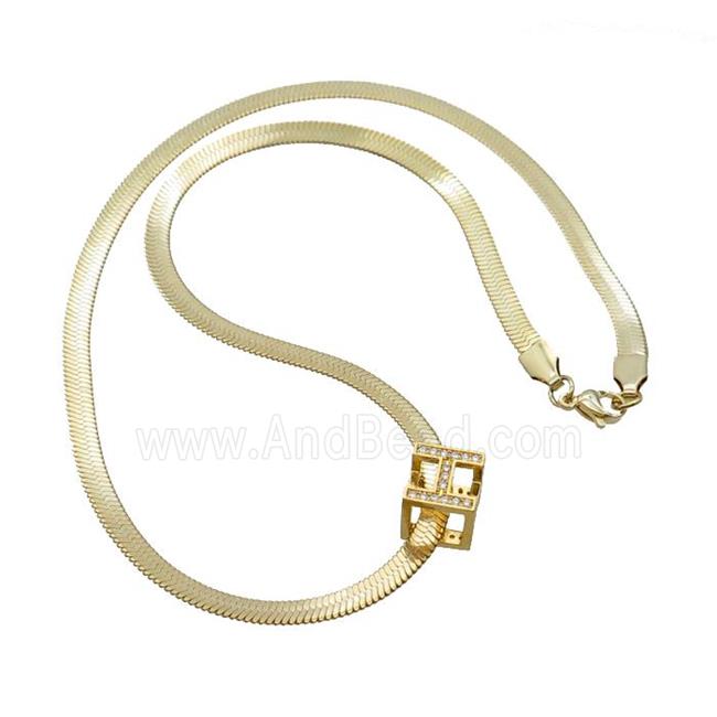 Copper Necklace Pave Zircon Gold Plated
