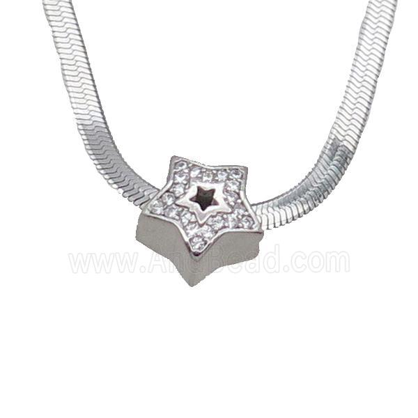 Copper Necklace Pave Zircon Star Platinum Plated