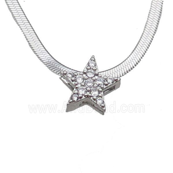 Copper Necklace Pave Zircon Star Platinum Plated