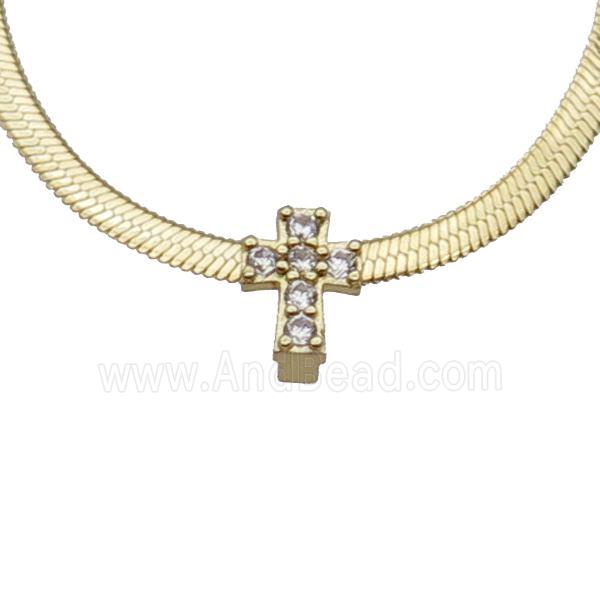 Copper Necklace Pave Zircon Cross Gold Plated