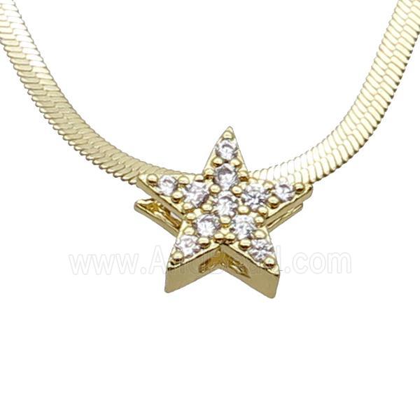 Copper Necklace Pave Zircon Star Gold Plated
