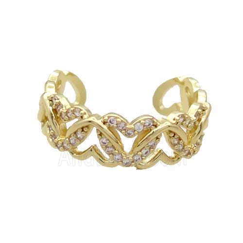 Copper Ring Pave Zircon Gold Plated