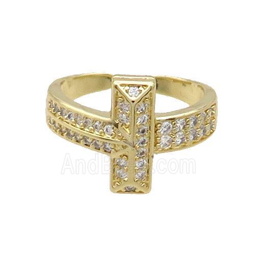 Copper Ring Pave Zircon Gold Plated