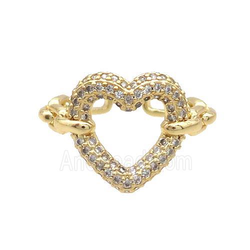 Copper Ring Pave Zircon Heart Gold Plated