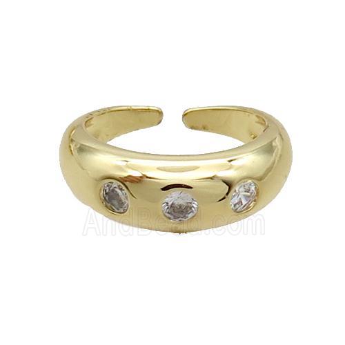 Copper Ring Pave Zircon Gold Plated