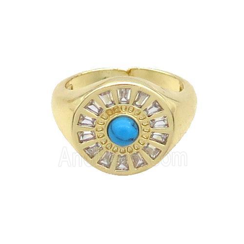 Copper Ring Pave Zircon Gold Plated