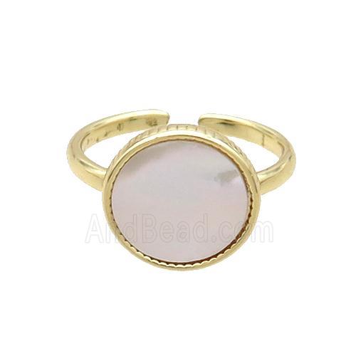Copper Ring Pave Shell Gold Plated