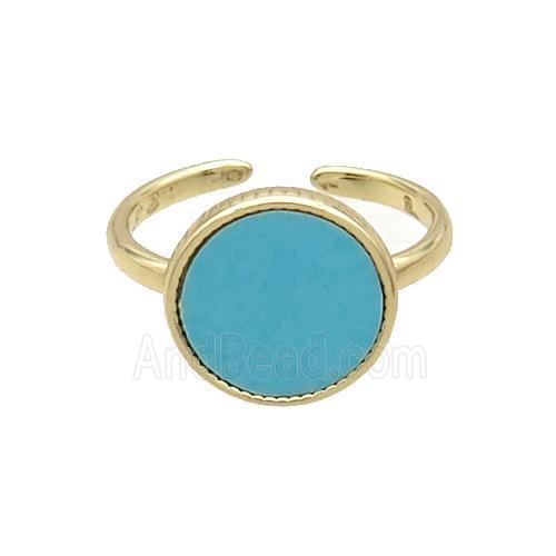 Copper Ring Pave Turquoise Gold Plated