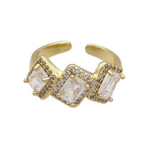 Copper Ring Pave Zircon Blue Crystal Gold Plated