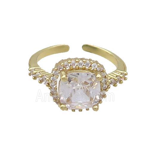 Copper Ring Pave Zircon Clear Crystal Gold Plated