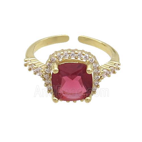 Copper Ring Pave Zircon Ruby Crystal Gold Plated