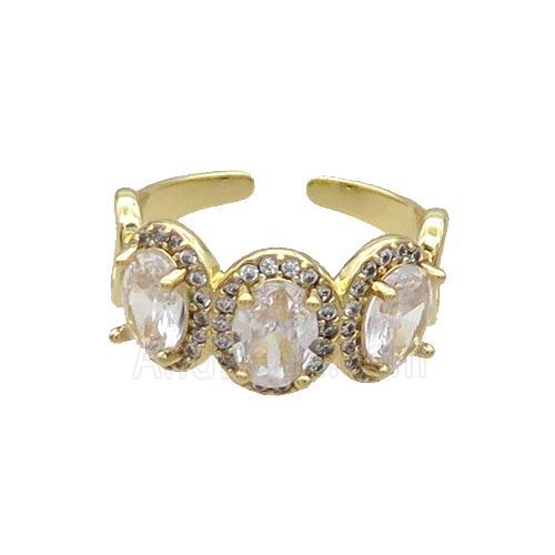 Copper Ring Pave Zircon Clear Crystal Gold Plated