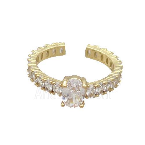 Copper Ring Pave Zircon Clear Crystal Gold Plated