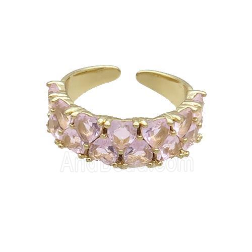 Copper Ring Pave Pink Crystal Gold Plated