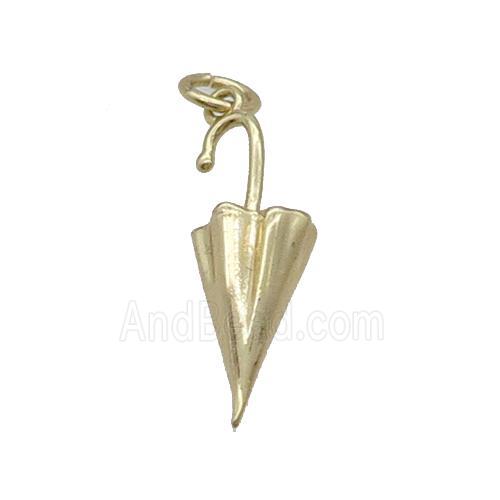 Copper Umbrella Charm Pendant Gold Plated