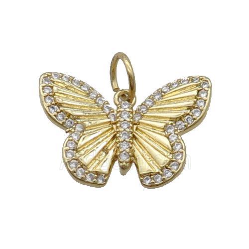 Copper Butterfly Pendant Pave Zircon Gold Plated