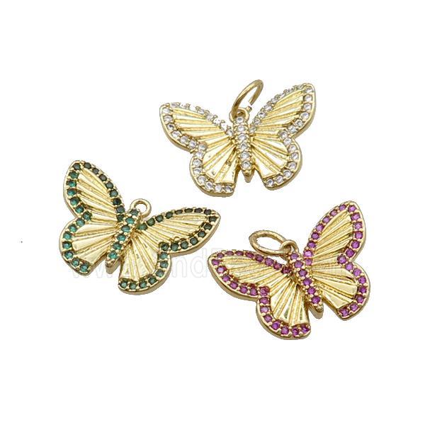 Copper Butterfly Pendant Pave Zircon Gold Plated Mixed