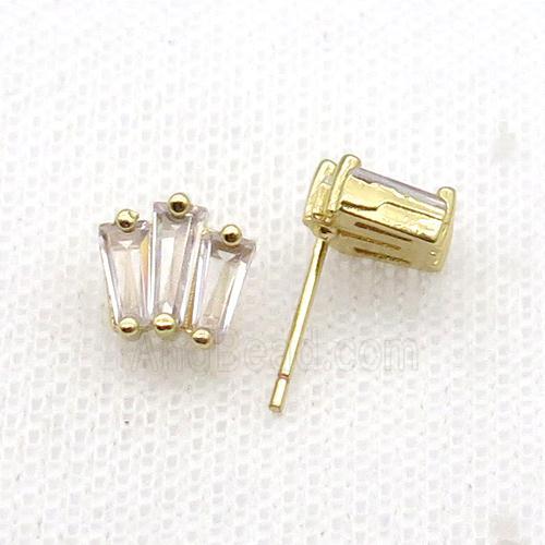 Copper Stud Earring Pave Zircon Gold Plated