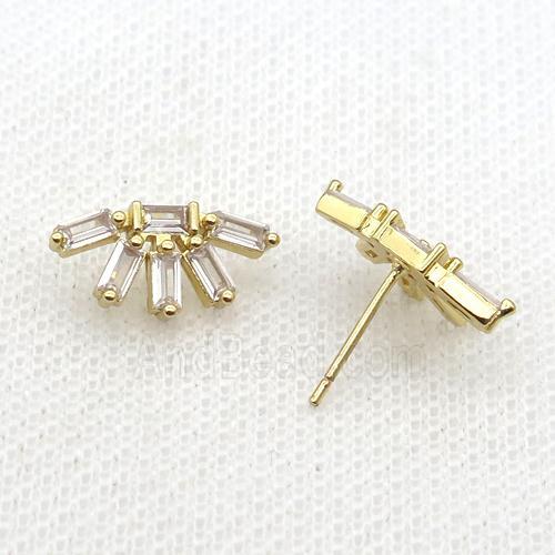 Copper Stud Earring Pave Zircon Gold Plated