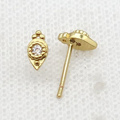 Copper Stud Earring Pave Zircon Gold Plated