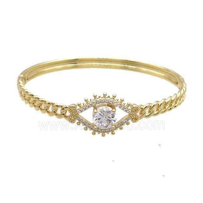 Copper Bangle Pave Clear Crystal Gold Plated