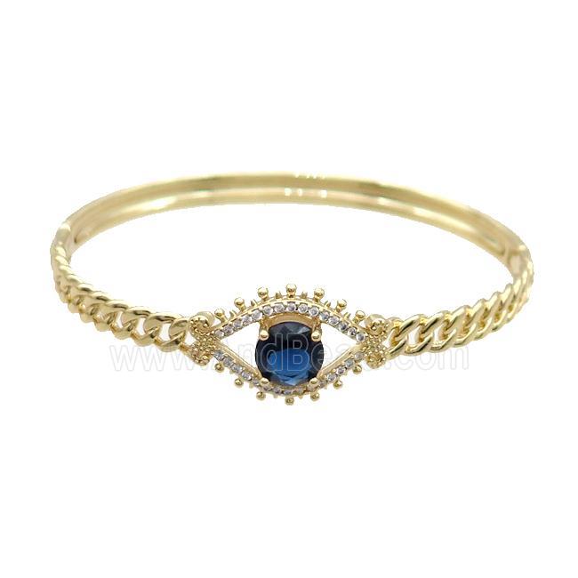 Copper Bangle Pave Blue Crystal Gold Plated