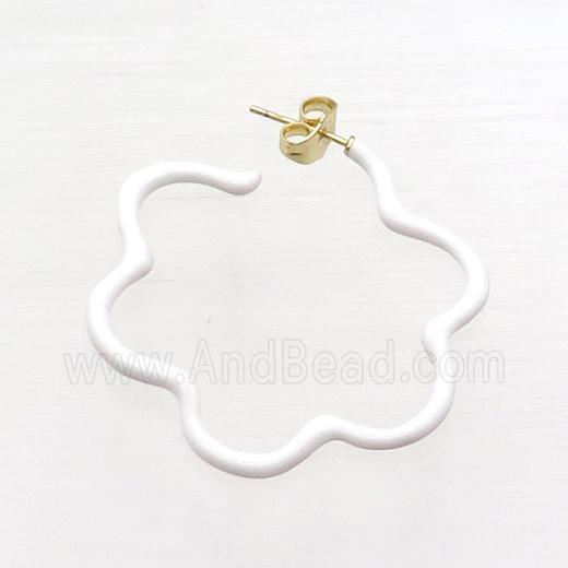 Copper Stud Earring White Lacquered Gold Plated