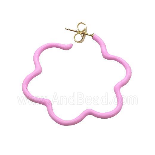 Copper Stud Earring Pink Lacquered Gold Plated