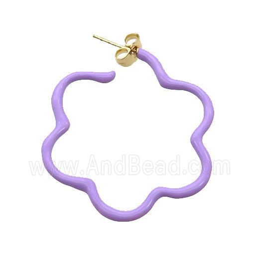 Copper Stud Earring Lavender Lacquered Gold Plated