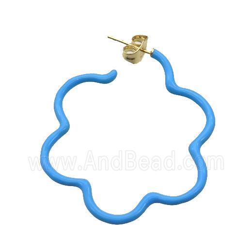 Copper Stud Earring Blue Lacquered Gold Plated