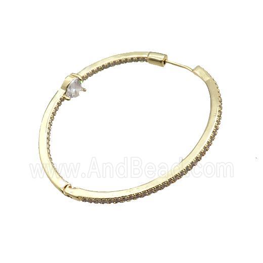 Copper Hoop Earring Pave Zircon Gold Plated