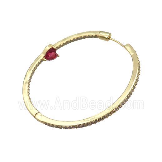 Copper Hoop Earring Pave Zircon Gold Plated