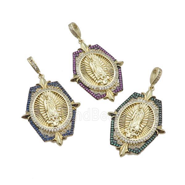 Copper Jesus Pendant Pave Zircon Religious Gold Plated Mixed