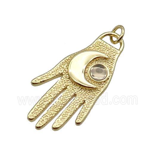 Copper Hand Charm Pendant Moon Gold Plated