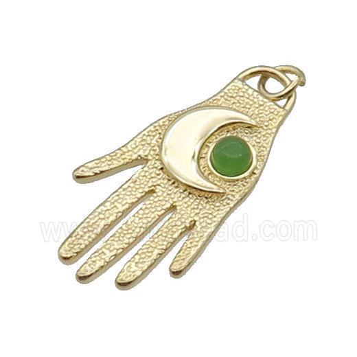 Copper Hand Charm Pendant Moon Gold Plated