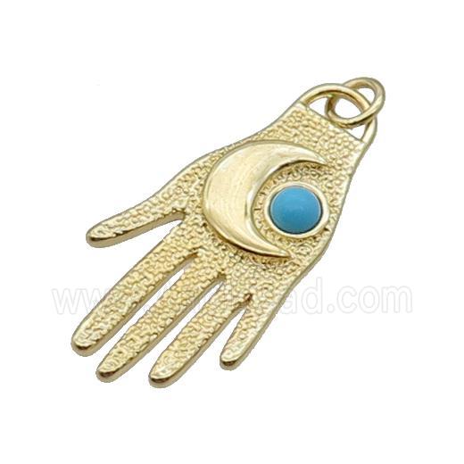 Copper Hand Charm Pendant Moon Gold Plated