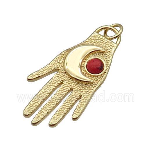 Copper Hand Charm Pendant Moon Gold Plated