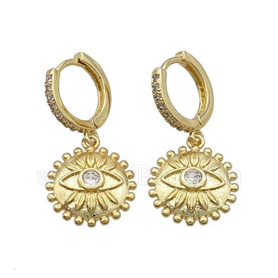 Copper Hoop Earring Pave Zircon Eye Gold Plated