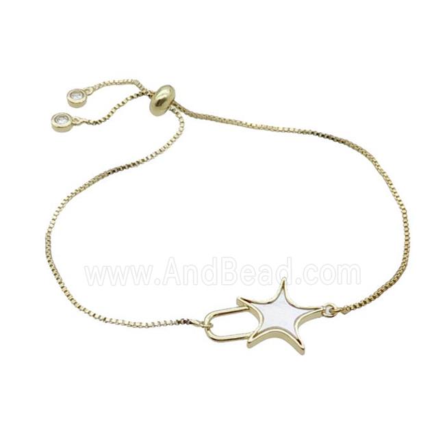 Copper Bracelet White Shell Star Adjustable Gold Plated