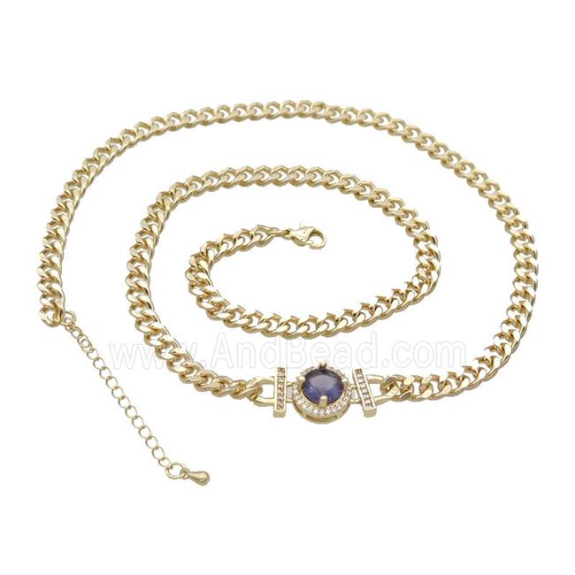 Copper Necklace Pave Purple Crystal Gold Plated
