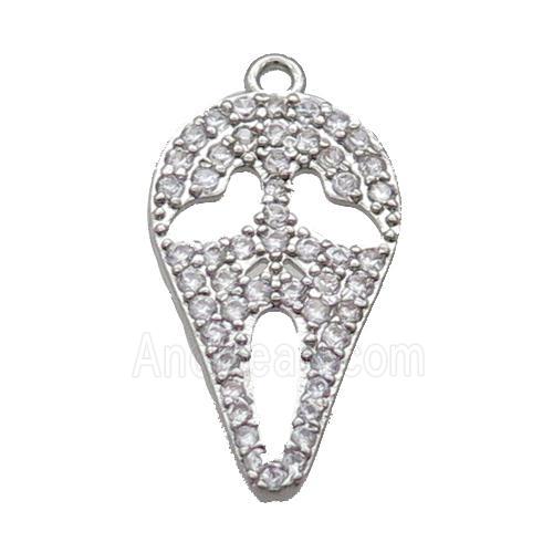 Copper Ghost Pendant Pave Zircon Halloween Platinum Plated